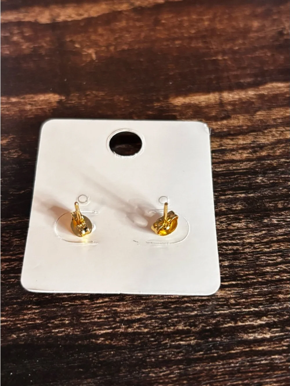 Stainless Steel Gold Tone Trim Black Heart Stud Earrings